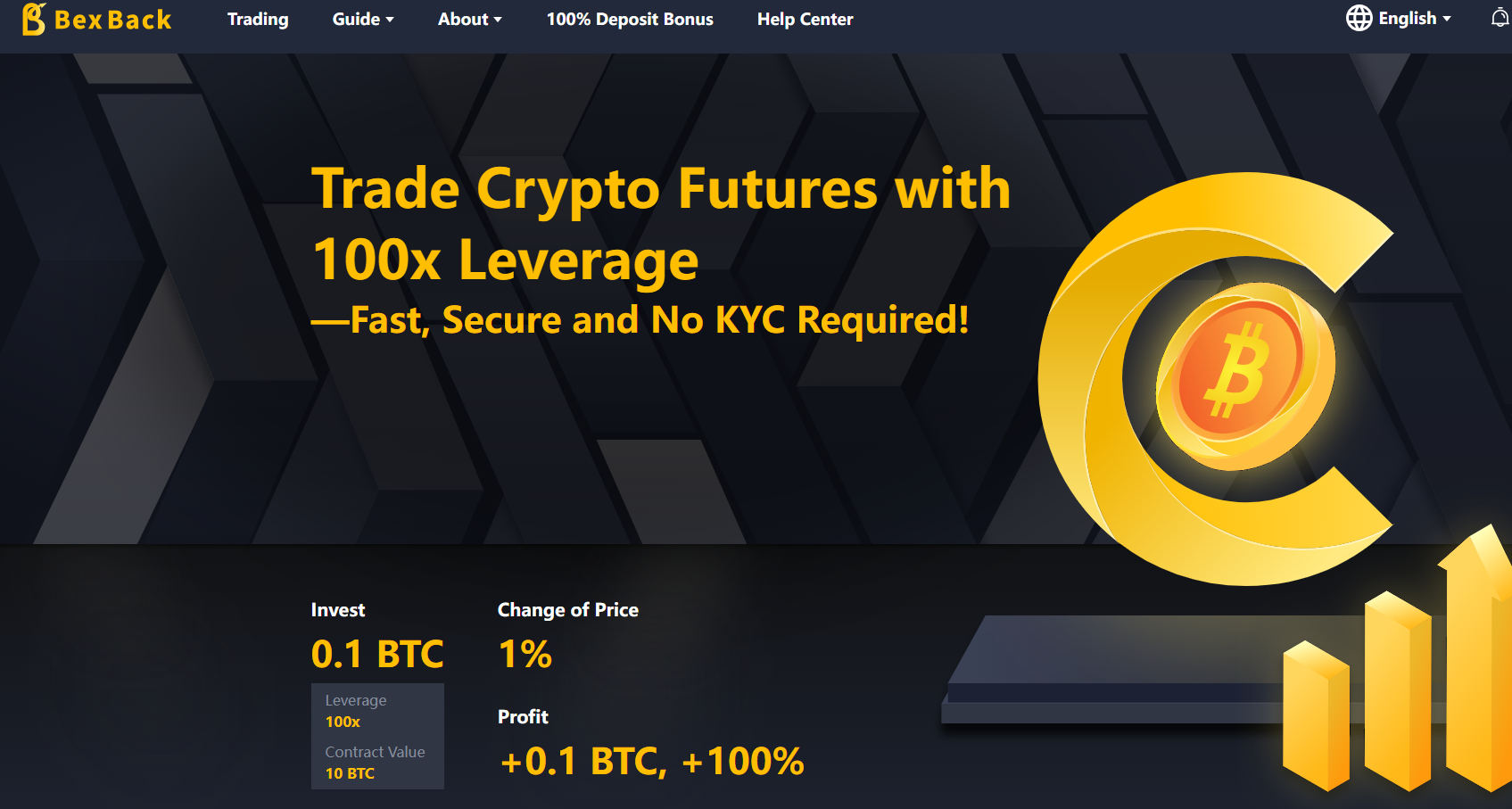 No KYC. 100x Leverage. $100 Welcome Bonus. Crypto Futures Trading Made Easy on BexBack.