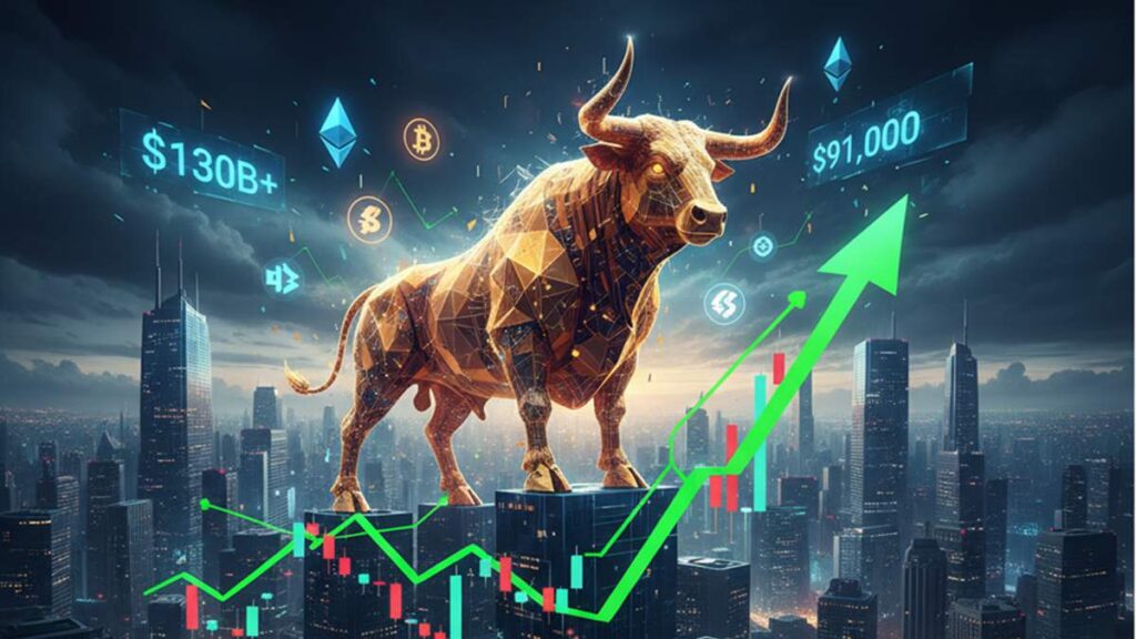 Crypto Markets Add $130B as Bitcoin Tops $91K, Traders Eye Rally Momentum