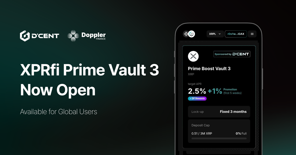 D'CENT Wallet - XRPfi Prime Vault 3 Opens for Global Users
