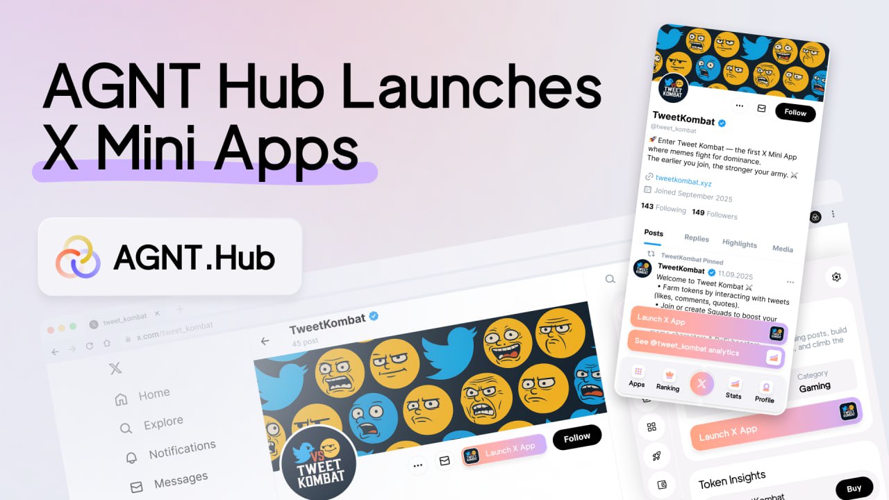 AGNT Hub Launches X Mini Apps and Opens the Next Chapter for Native Web3 on X