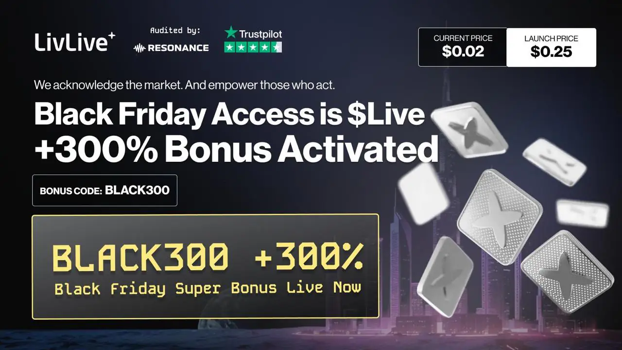 Black Friday Crypto News – LivLive Emerges as the #1 Presale of the Season With Its 300% Token Boost