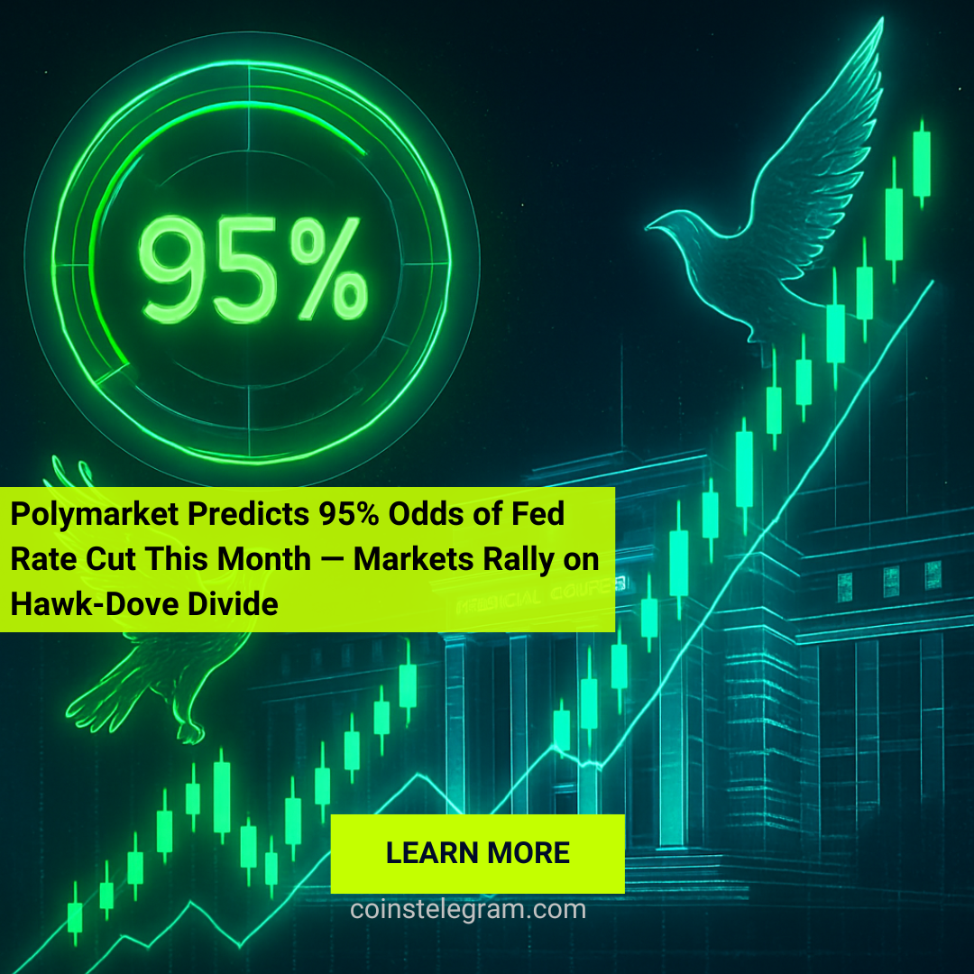 Polymarket Predicts 95% Odds of Fed Rate Cut This Month — Markets Rally on Hawk-Dove Divide