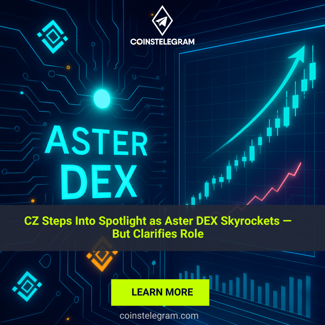 CZ Steps Into Spotlight as Aster DEX Skyrockets — But Clarifies Role