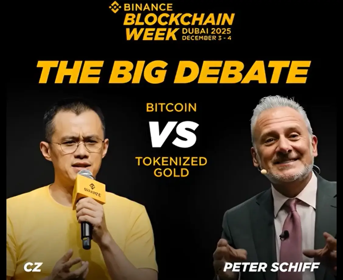 Bitcoin vs tokenized gold: CZ-Peter Schiff debate, set for December 4 at Binance Blockchain Week