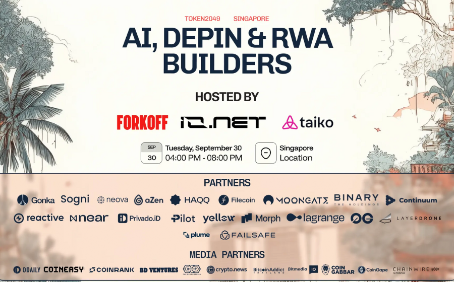 ForkOff, Ionet & Taiko Announce AI, DePIN & RWA Builders at TOKEN2049 Singapore