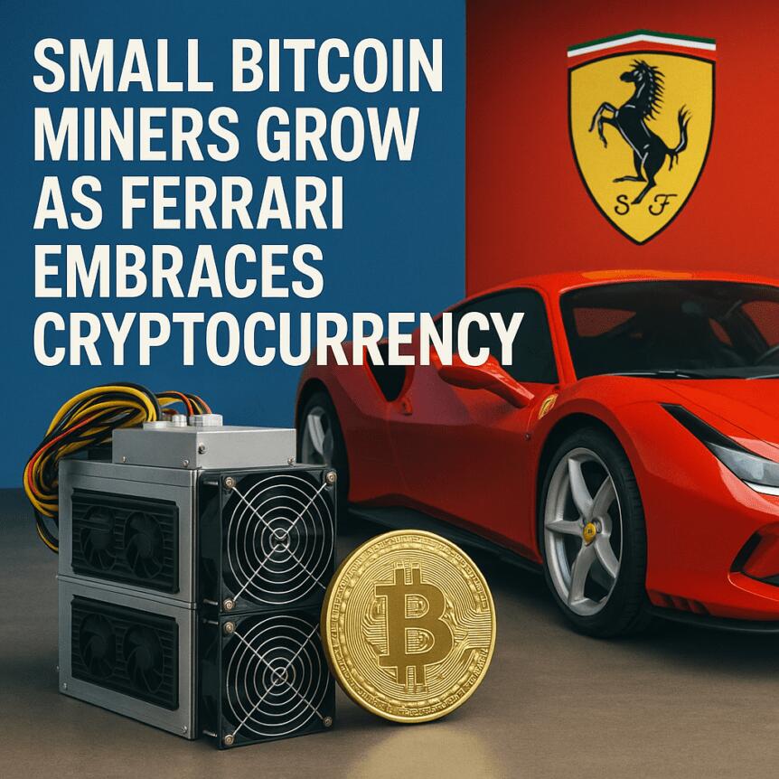 Small Bitcoin Miners Grow as Ferrari Embraces Cryptocurrency