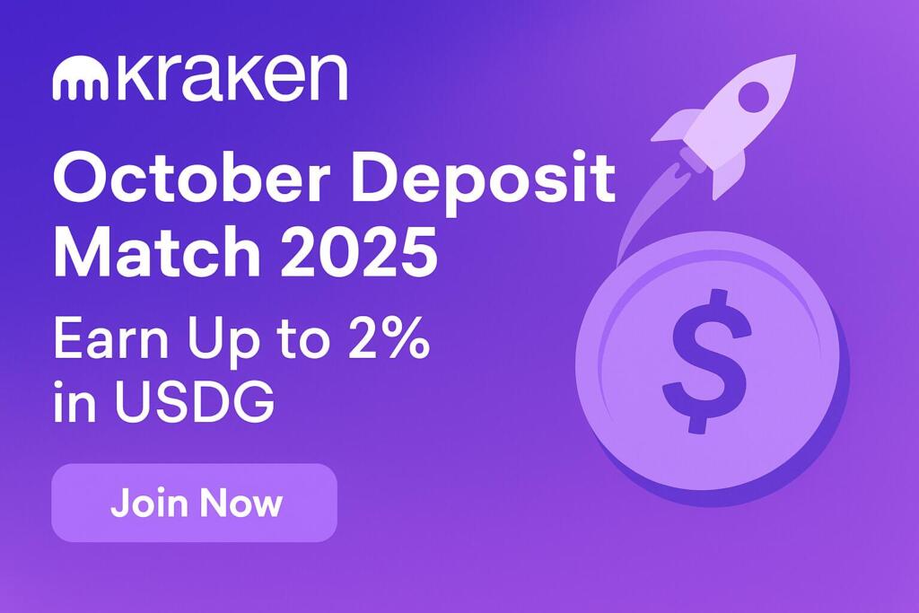 Kraken October Deposit Match 2025: Earn Up to 2% in USDG