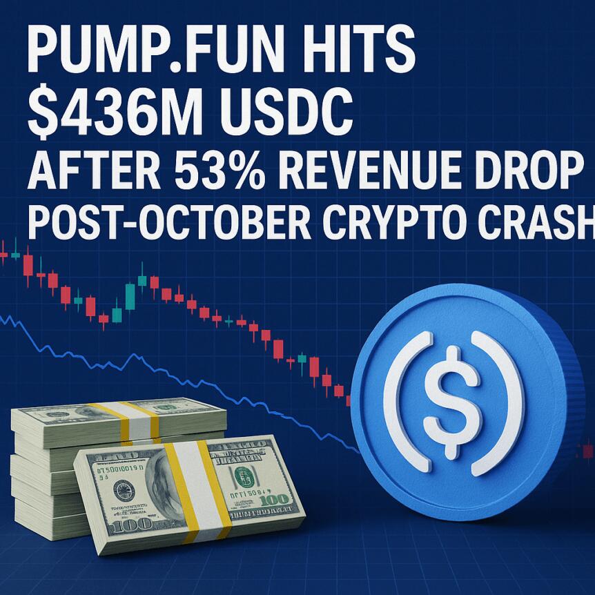 Pump.fun Hits $436M USDC After 53% Revenue Drop Post-October Crypto Crash