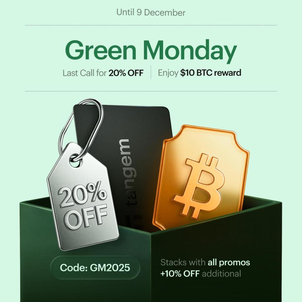 Tangem Launches Green Monday Deal With Up to 30% Off and a $10 BTC Bonus
