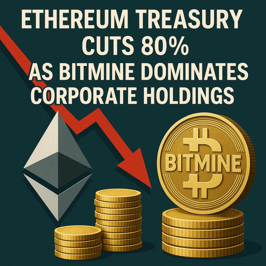 Ethereum Treasury Cuts 80% as BitMine Dominates Corporate Holdings