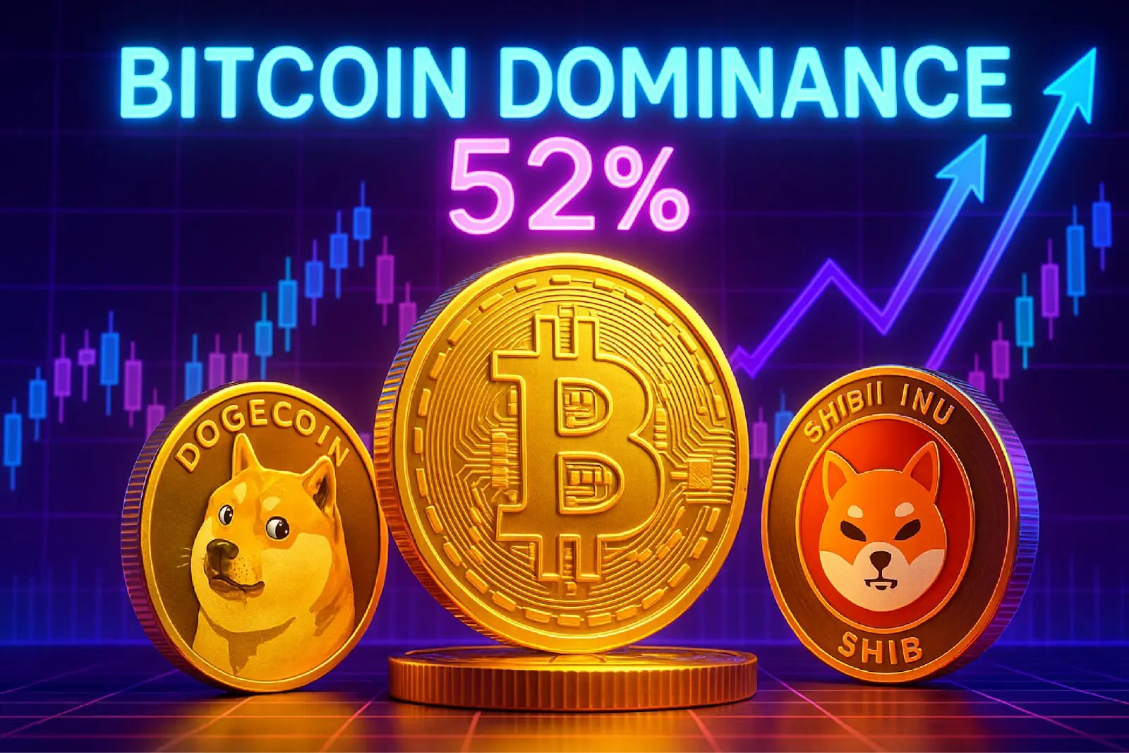Bitcoin Dominance Rises Above 52% as Dogecoin and Shiba Inu Fight for Meme Coin Crown