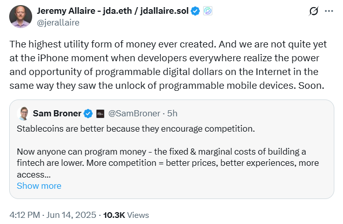 Circle CEO Predicts iPhone Moment For Stablecoin Market, Which Issuer Will Dominate?