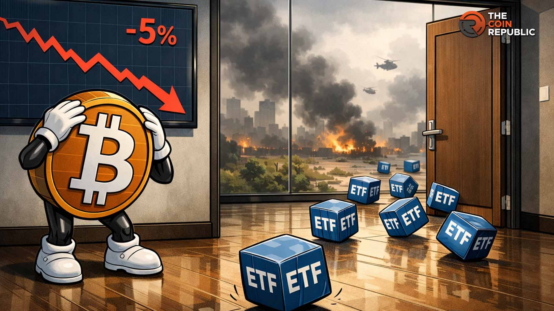 Bitcoin Price Drops as War Sparks $64B ETF Outflows