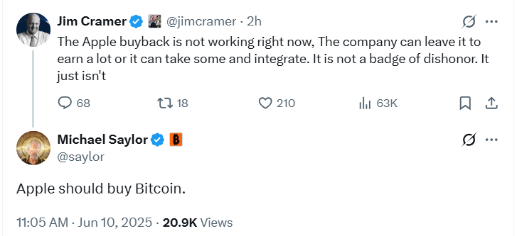 Bitcoin News: MicroStrategy’s Michael Saylor Proposes Apple to Buy BTC