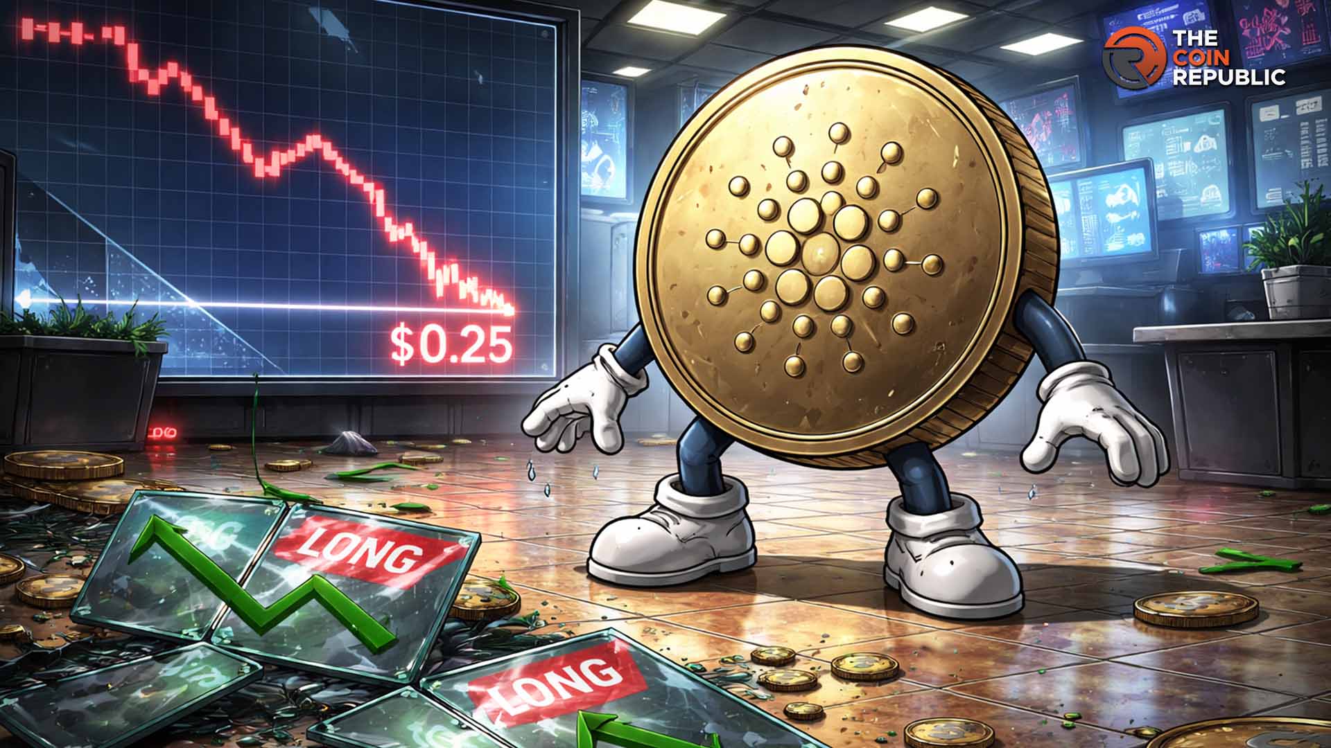 Cardano Price Tests $0.25 as ADA Leverage Turns Bearish